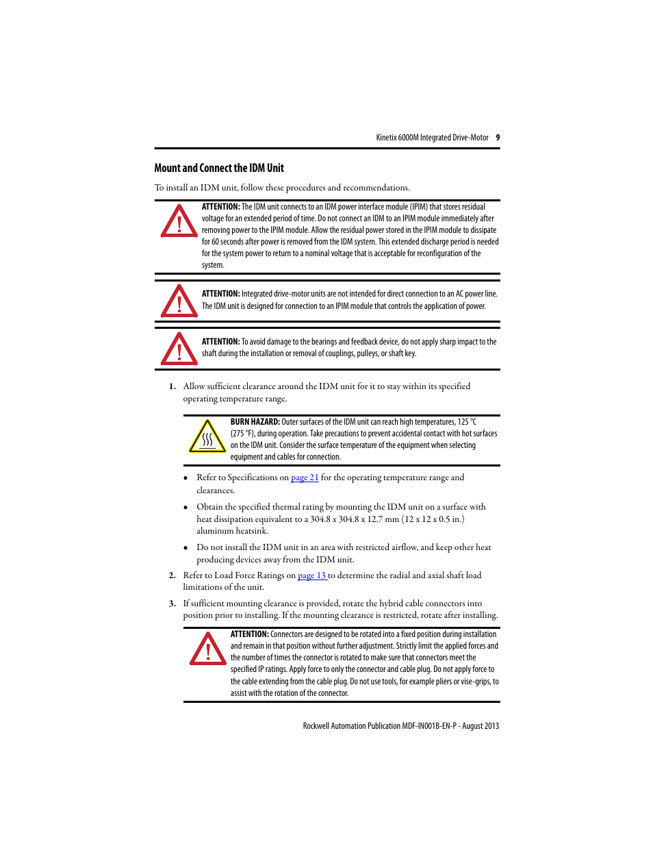 Mount and connect the idm unit | Rockwell Automation MDF-SBxxxx Kinetix 6000M Integrated Drive Motor Installation Instructions User Manual | Page 9 / 24