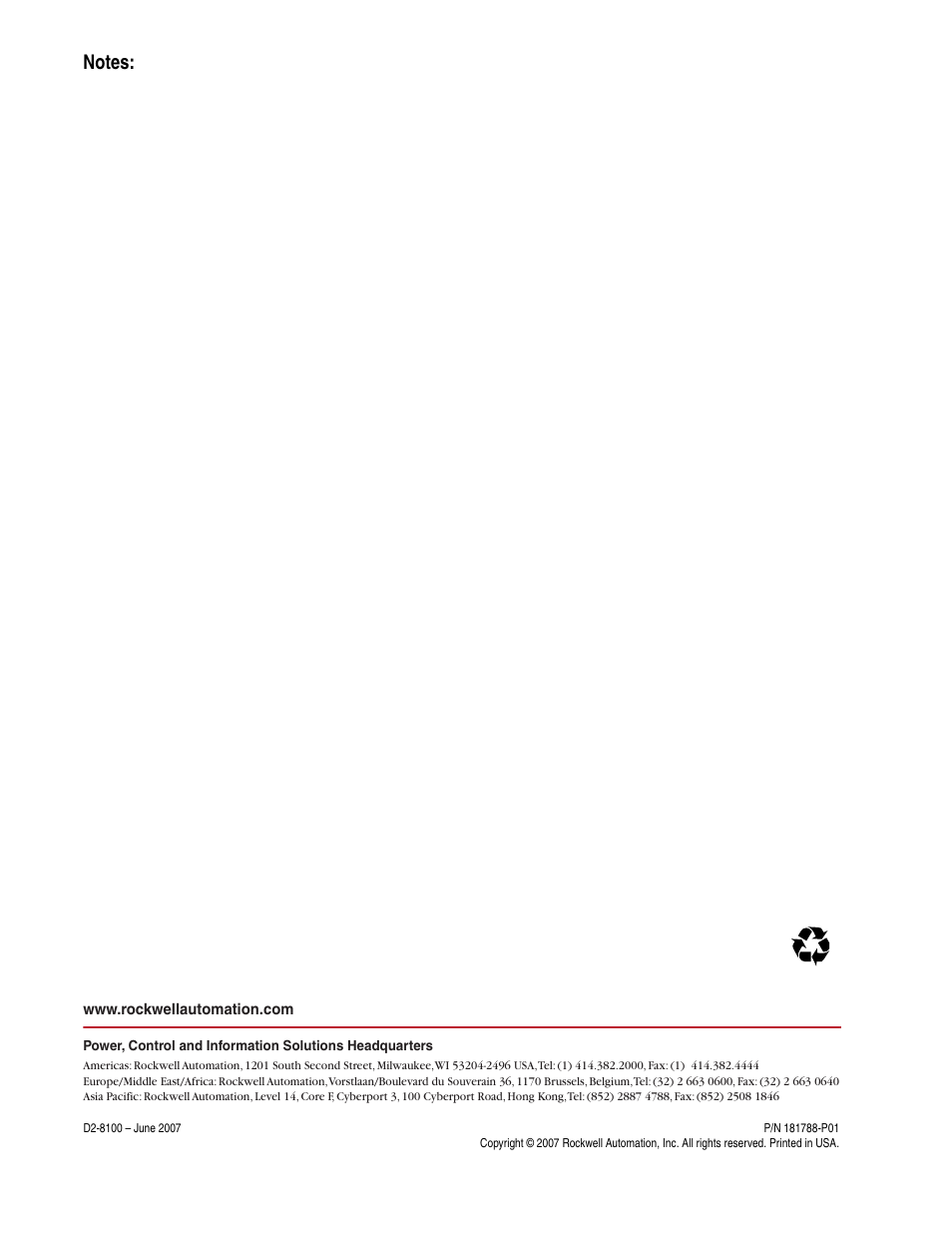 Back cover/pub no./date | Rockwell Automation Single Precharge Contactor Replacement Kit for LiquiFlo 2.0 AC Fr 3 Drive Ass'y User Manual | Page 10 / 10