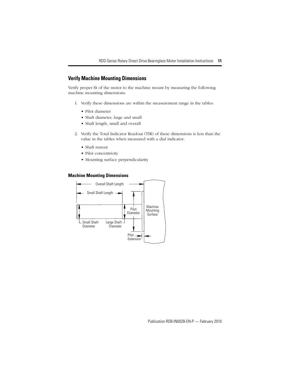 Verify machine mounting dimensions | Rockwell Automation RDD-B4102 Rotary Direct Drive Bearingless Motors User Manual | Page 11 / 32