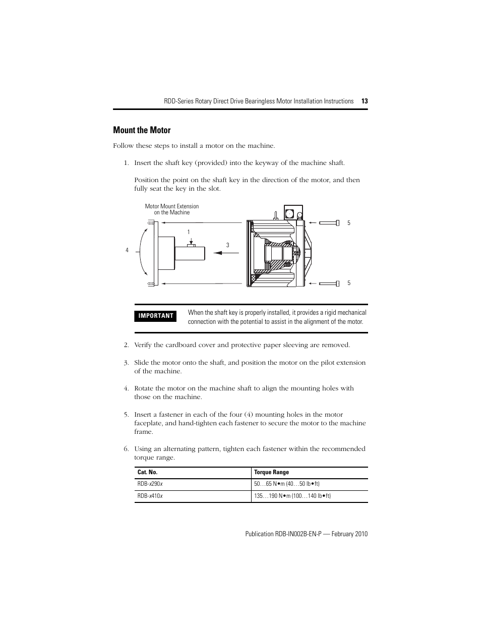 Mount the motor | Rockwell Automation RDD-B4102 Rotary Direct Drive Bearingless Motors User Manual | Page 13 / 32