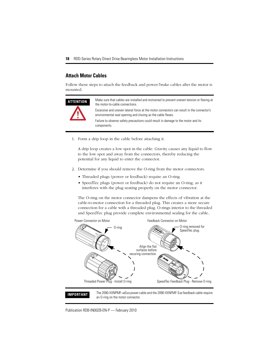 Attach motor cables | Rockwell Automation RDD-B4102 Rotary Direct Drive Bearingless Motors User Manual | Page 18 / 32