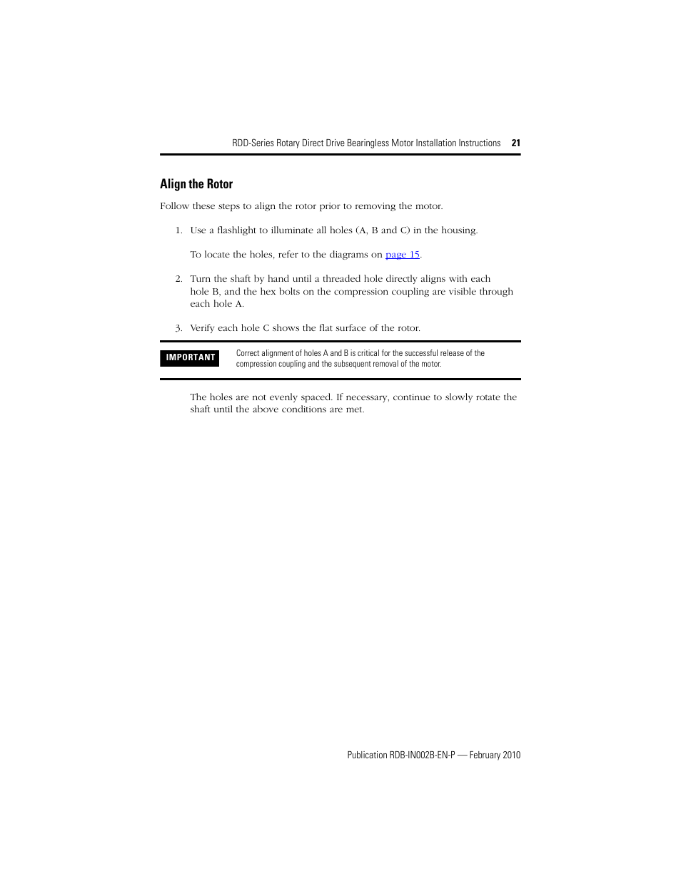 Align the rotor | Rockwell Automation RDD-B4102 Rotary Direct Drive Bearingless Motors User Manual | Page 21 / 32