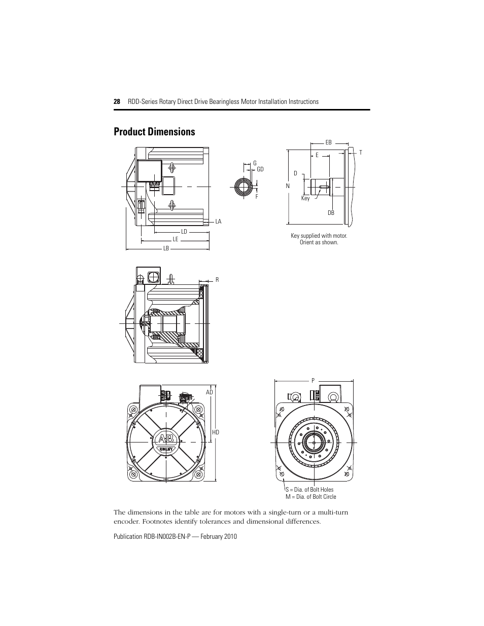 Product dimensions | Rockwell Automation RDD-B4102 Rotary Direct Drive Bearingless Motors User Manual | Page 28 / 32