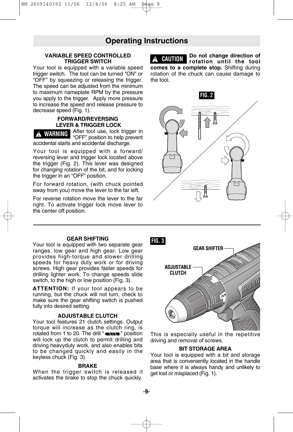 Operating instructions | Bosch 34612 User Manual | Page 9 / 52