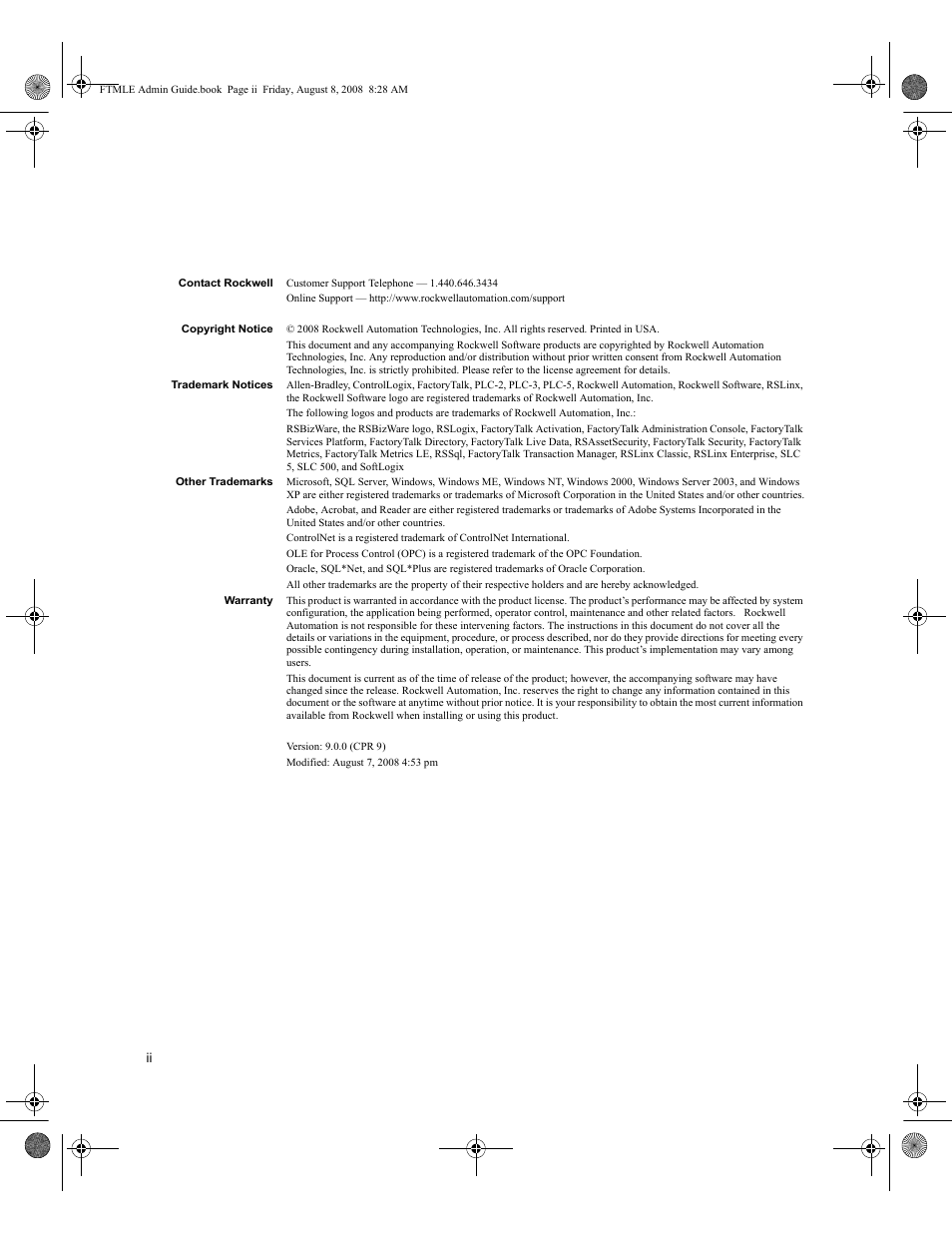 Rockwell Automation FactoryTalk Metrics Line Edition Administrators Guide User Manual | Page 2 / 68