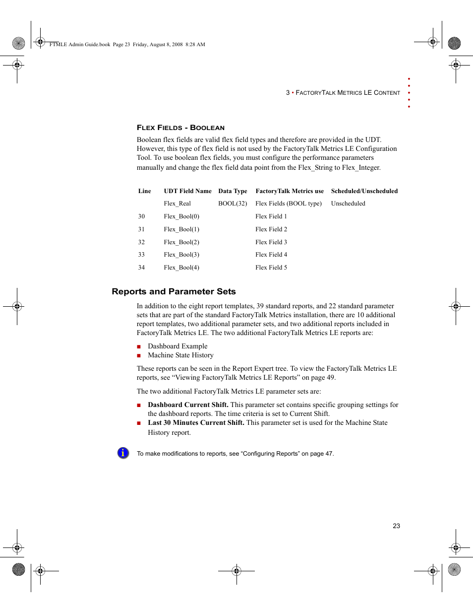 Reports and parameter sets | Rockwell Automation FactoryTalk Metrics Line Edition Administrators Guide User Manual | Page 27 / 68