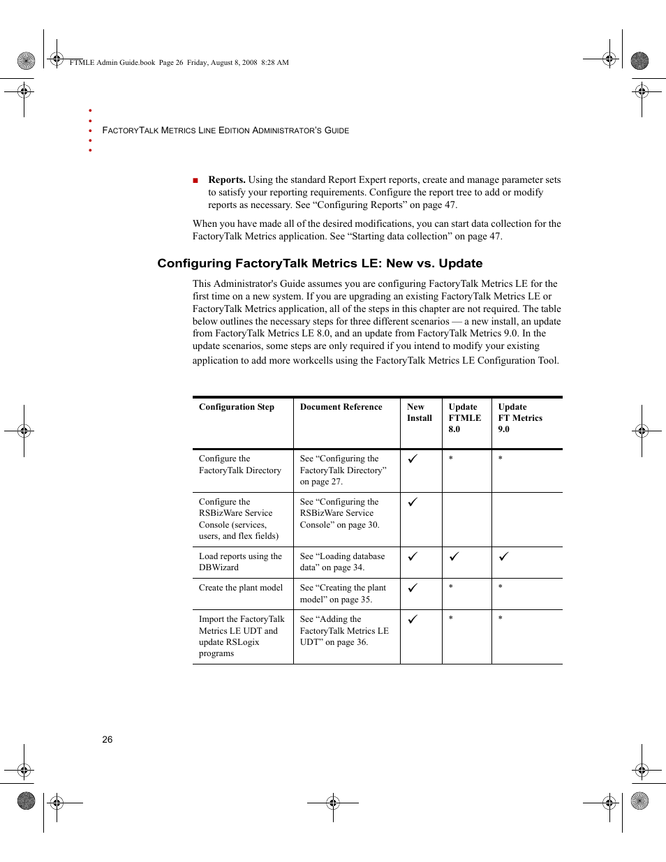 Configuring factorytalk metrics le: new vs. update | Rockwell Automation FactoryTalk Metrics Line Edition Administrators Guide User Manual | Page 30 / 68