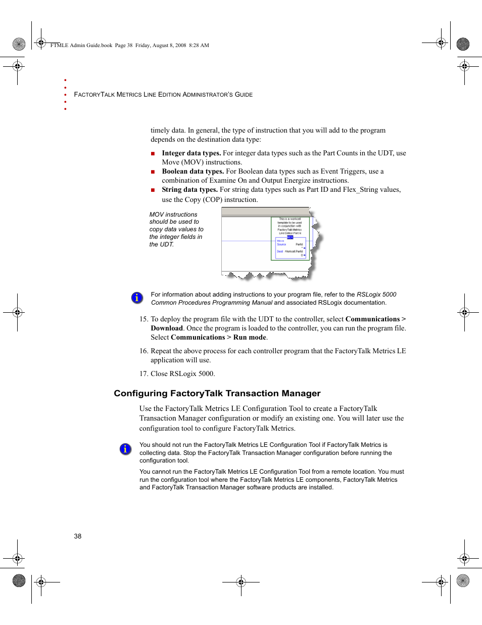 Configuring factorytalk transaction manager | Rockwell Automation FactoryTalk Metrics Line Edition Administrators Guide User Manual | Page 42 / 68