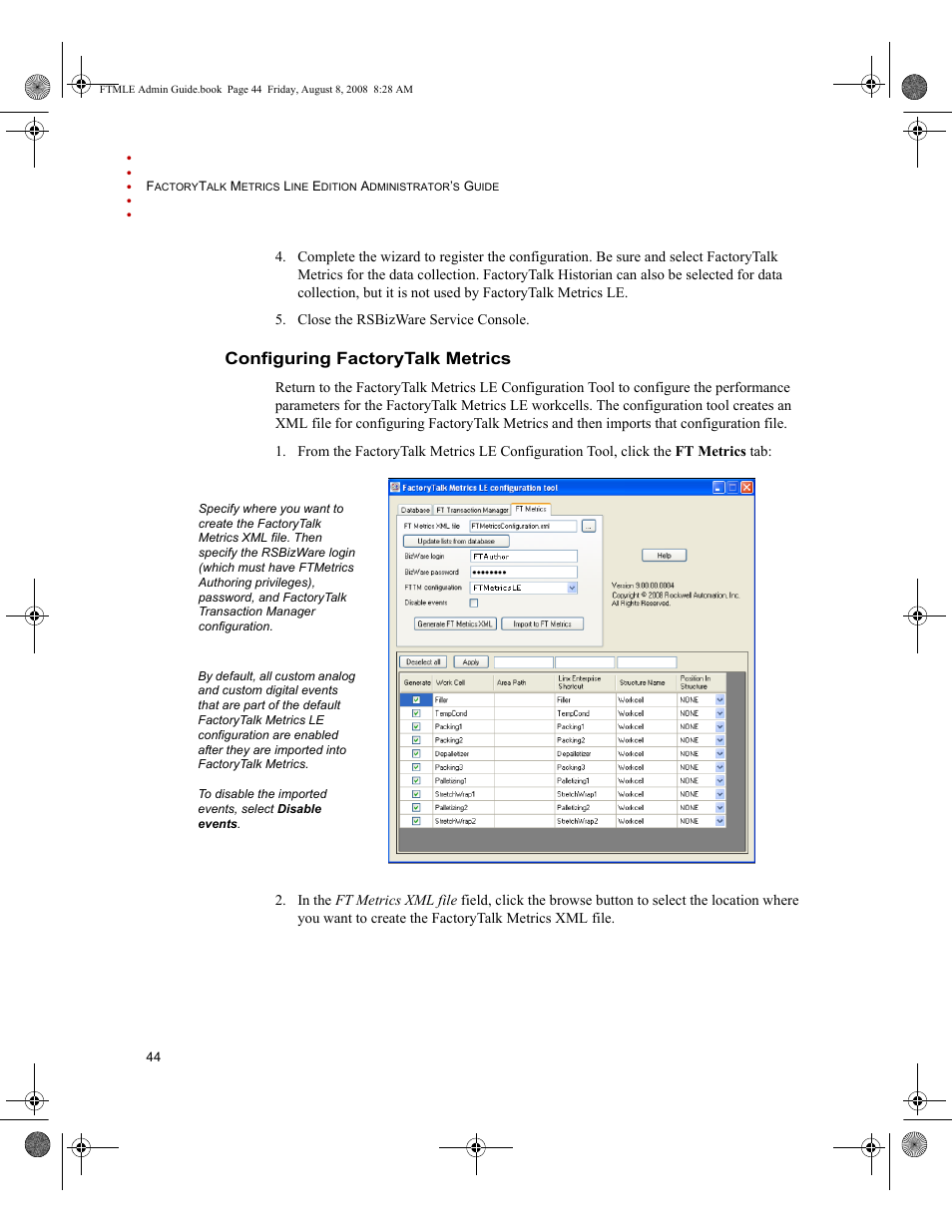 Configuring factorytalk metrics | Rockwell Automation FactoryTalk Metrics Line Edition Administrators Guide User Manual | Page 48 / 68