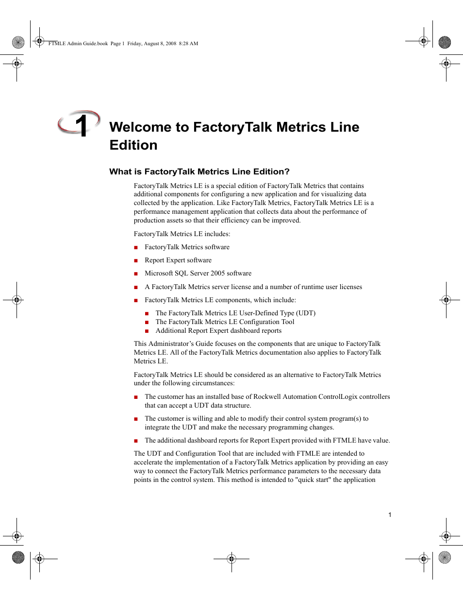 Welcome to factorytalk metrics line edition, What is factorytalk metrics line edition | Rockwell Automation FactoryTalk Metrics Line Edition Administrators Guide User Manual | Page 5 / 68