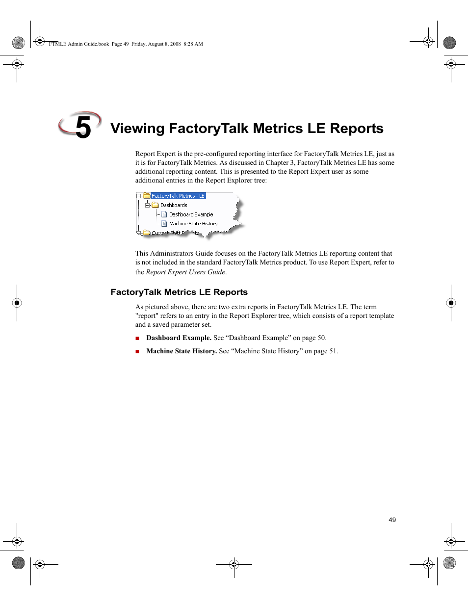 Viewing factorytalk metrics le reports, Factorytalk metrics le reports | Rockwell Automation FactoryTalk Metrics Line Edition Administrators Guide User Manual | Page 53 / 68