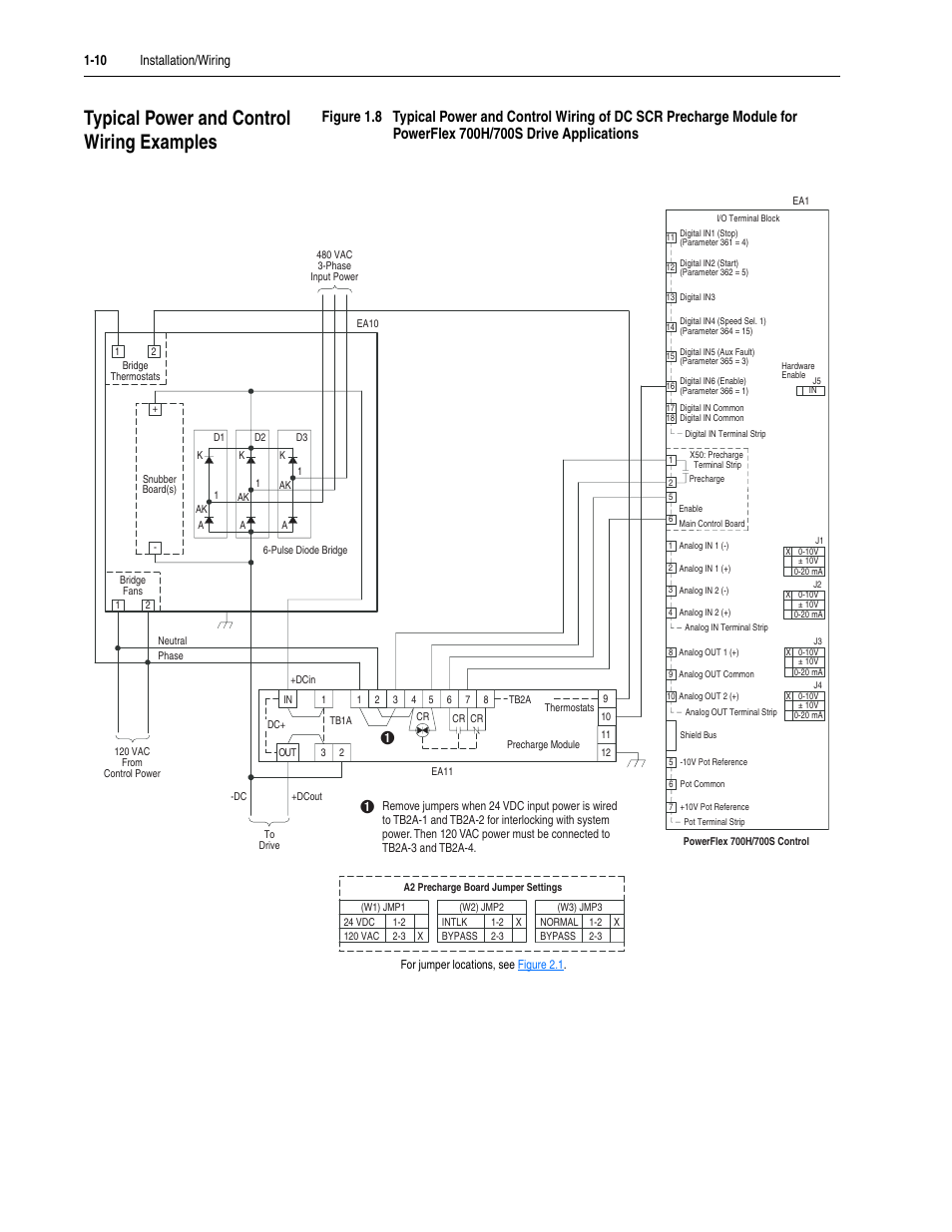 Typical power and control wiring examples, Typical power and control wiring examples -10 | Rockwell Automation 20D DC SCR Precharge Module User Manual | Page 20 / 36
