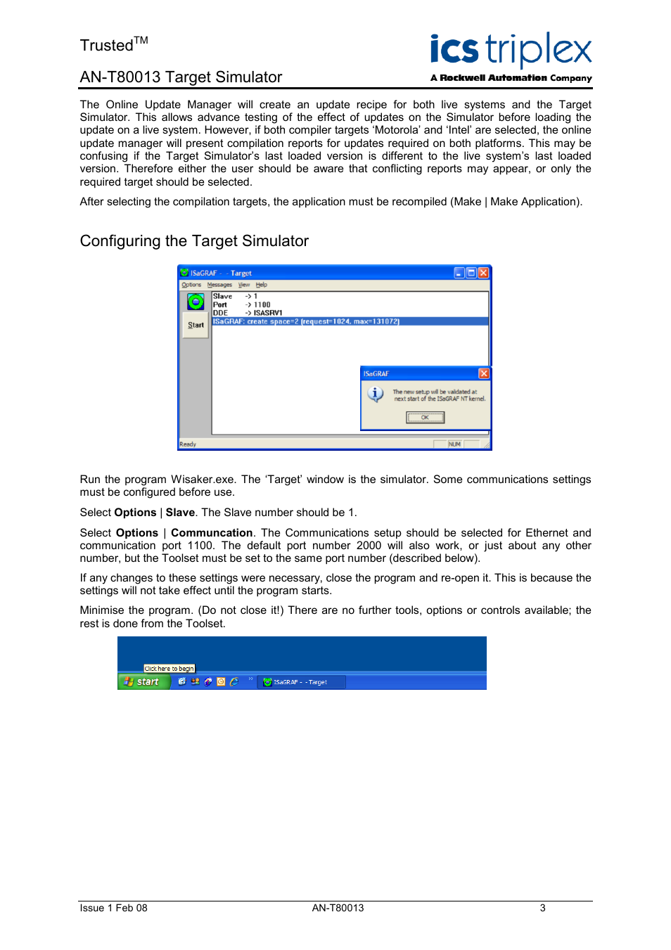 Configuring the target simulator, Trusted | Rockwell Automation T80013 Application Note Target Simulator User Manual | Page 3 / 6