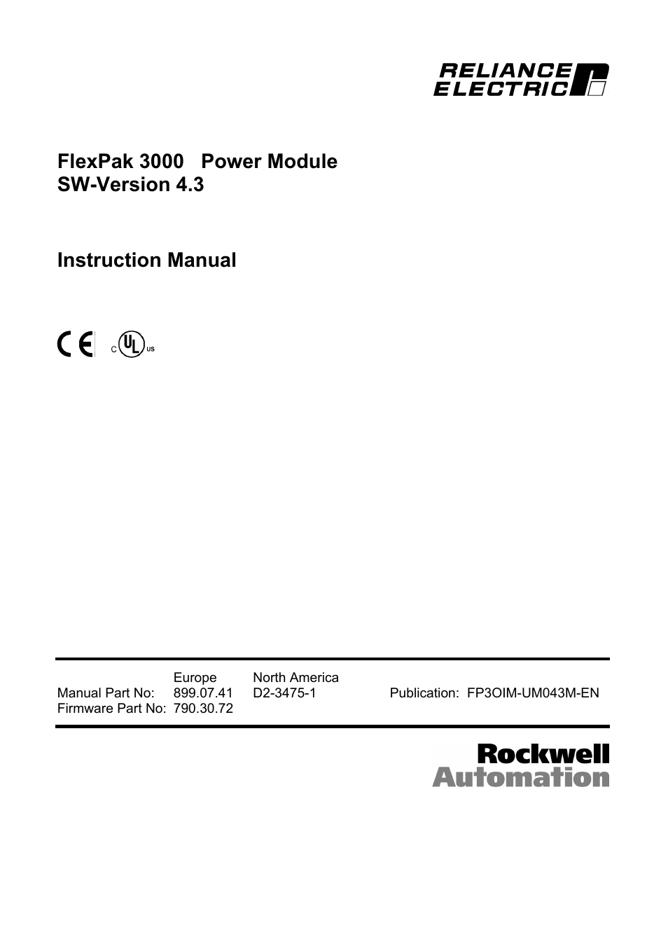 Rockwell Automation FlexPak 3000 Power Module SW-Version 4.3 User Manual | 216 pages