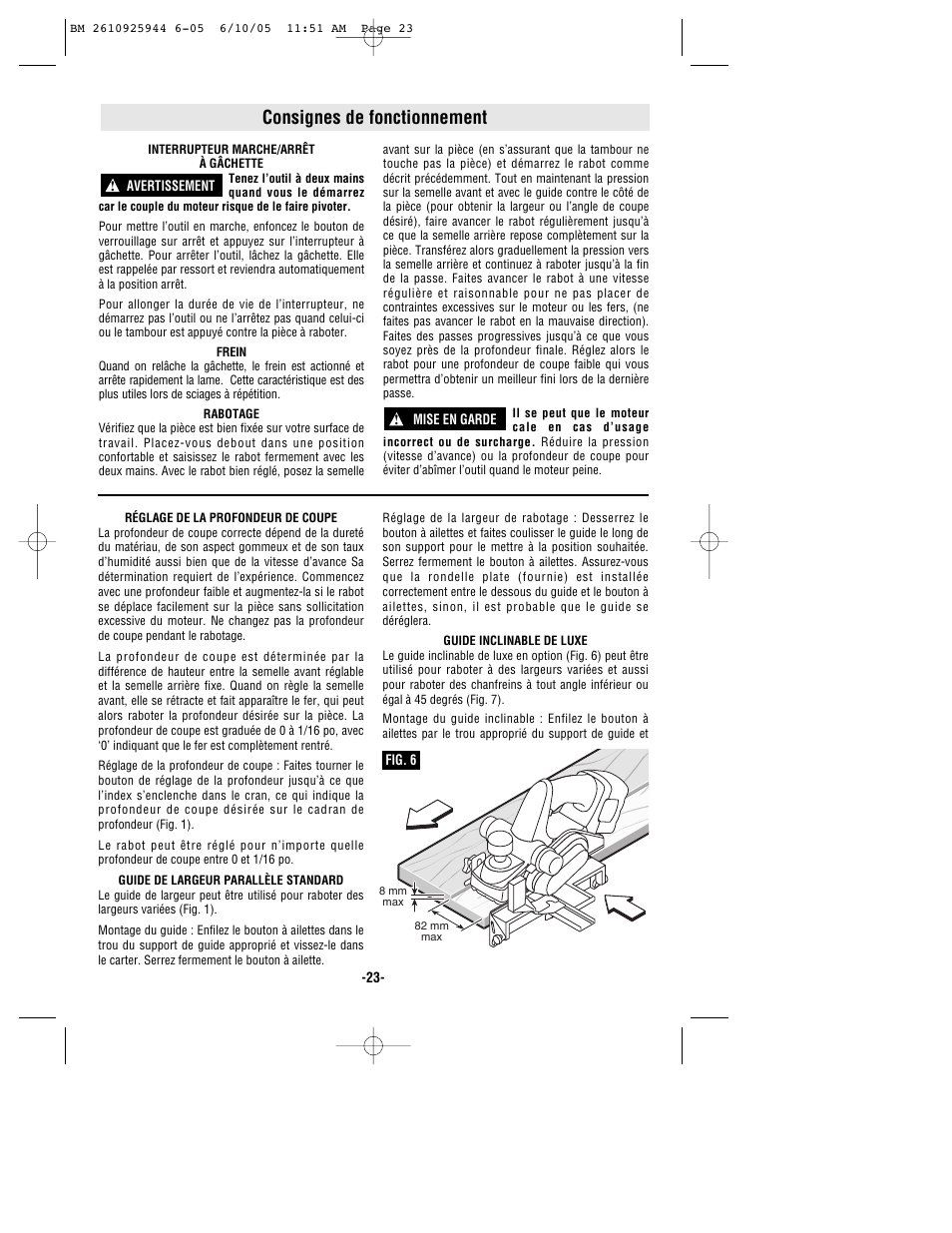 Consignes de fonctionnement | Bosch 53518 User Manual | Page 23 / 44