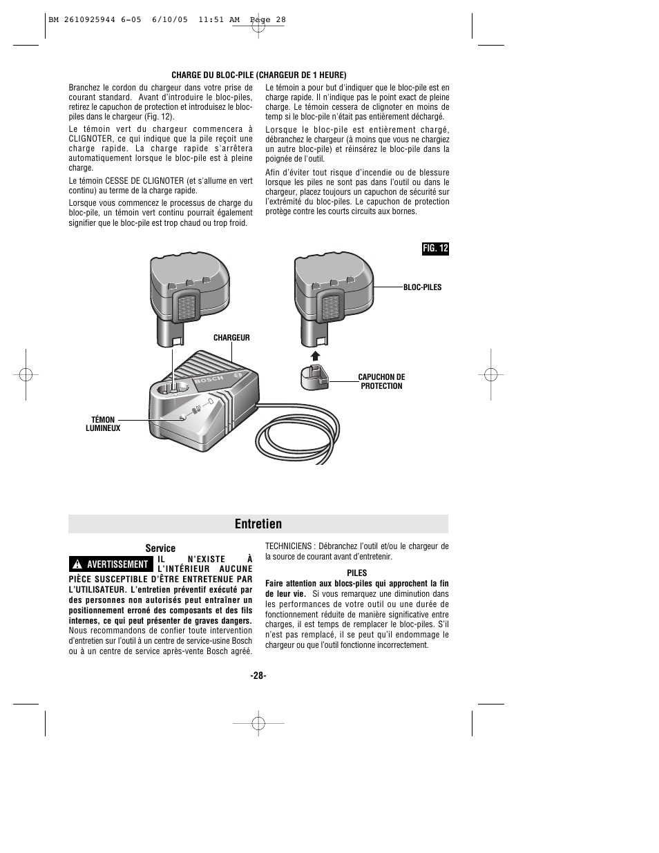 Entretien | Bosch 53518 User Manual | Page 28 / 44