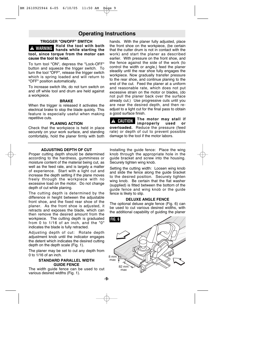 Operating instructions | Bosch 53518 User Manual | Page 9 / 44