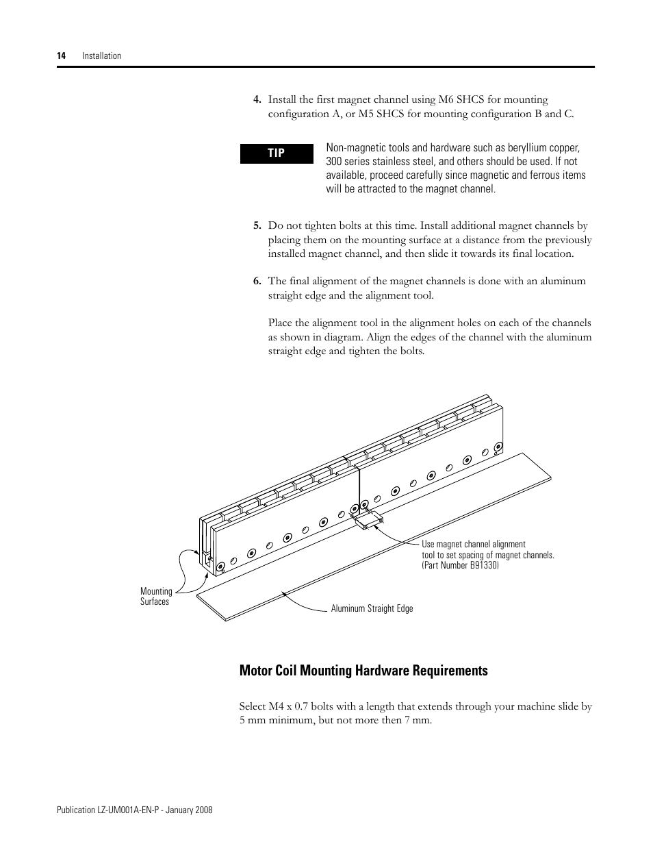 Motor coil mounting hardware requirements | Rockwell Automation LZ Series Linear Motors User Manual | Page 14 / 64