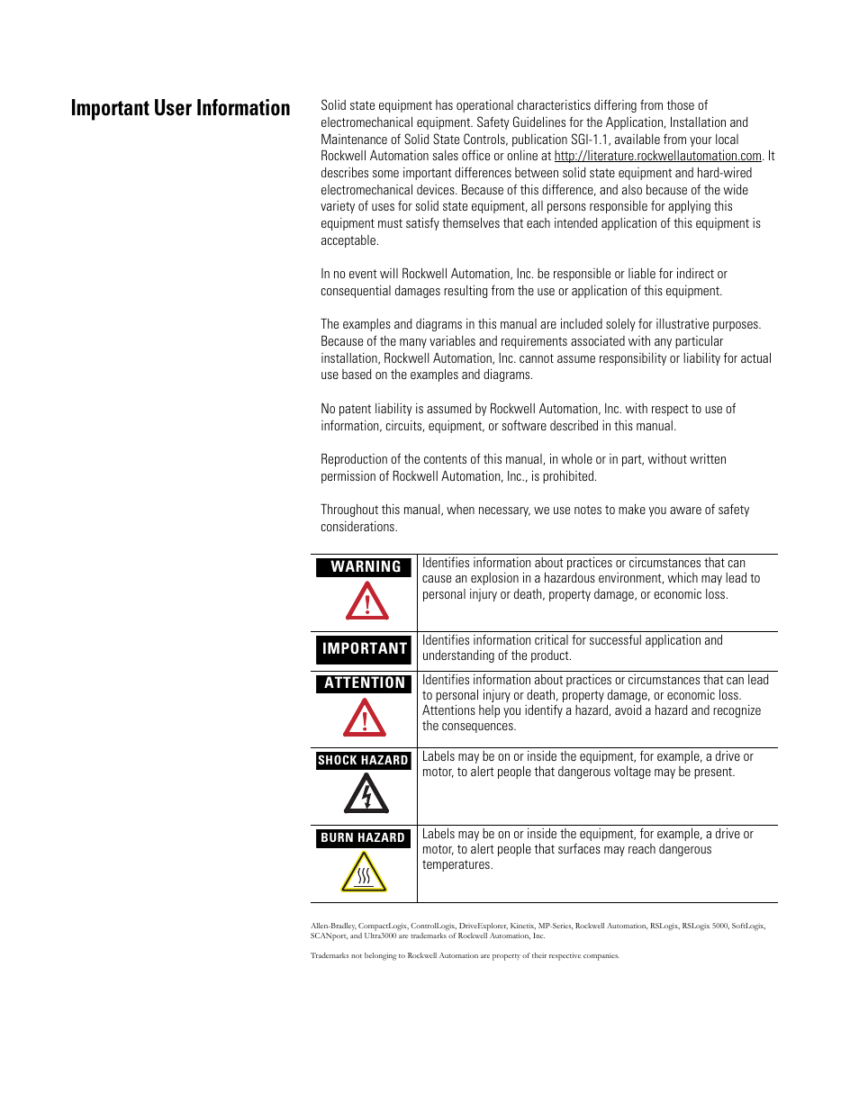 Important user information | Rockwell Automation LZ Series Linear Motors User Manual | Page 2 / 64