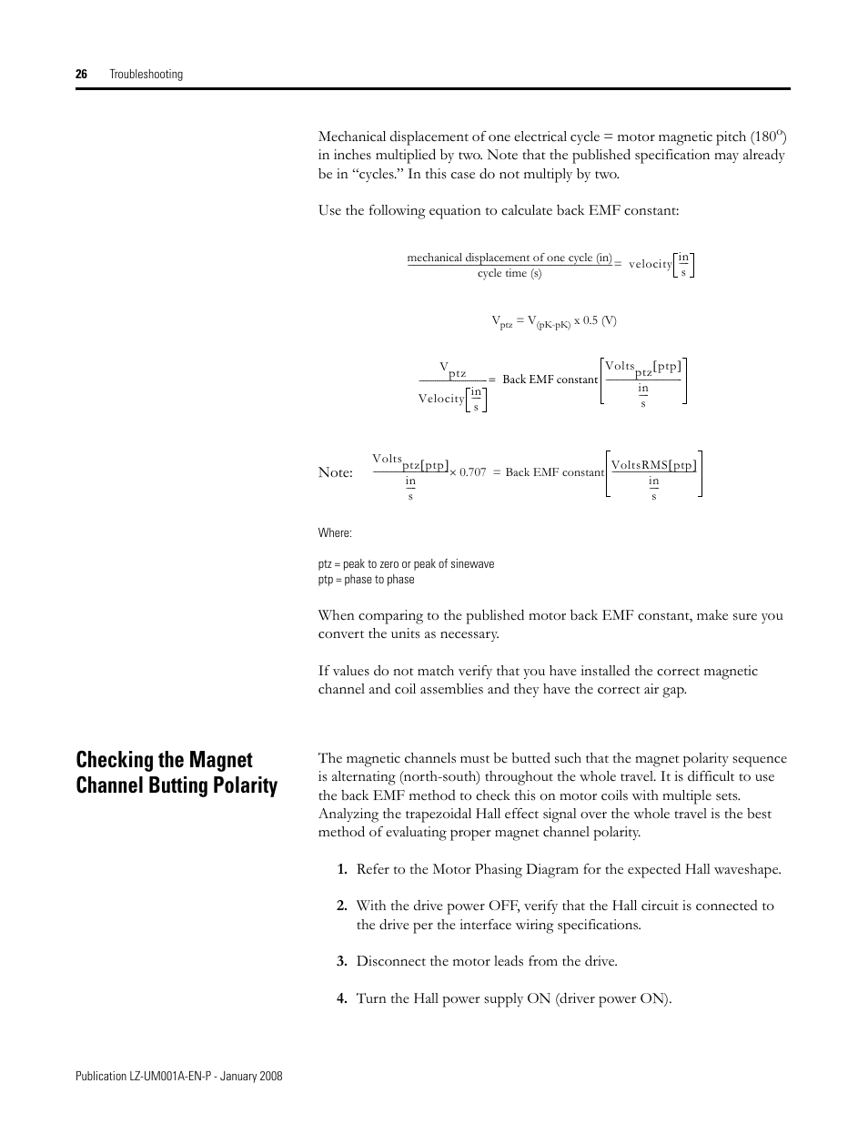 Checking the magnet channel butting polarity | Rockwell Automation LZ Series Linear Motors User Manual | Page 26 / 64