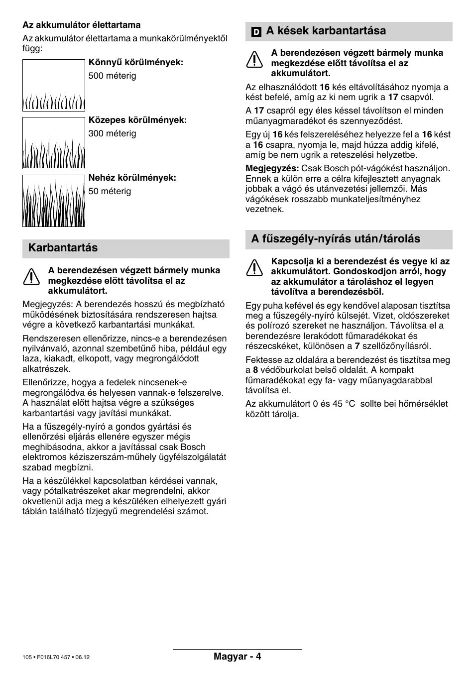 Bosch ART EASYTRIM Accu NIMH User Manual | Page 105 / 168