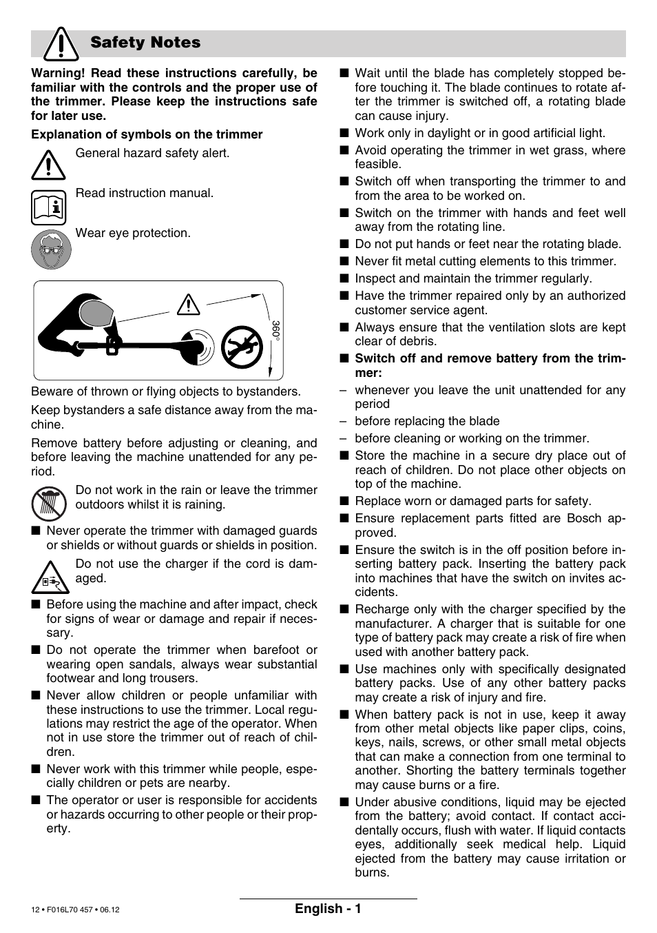 Bosch ART EASYTRIM Accu NIMH User Manual | Page 12 / 168