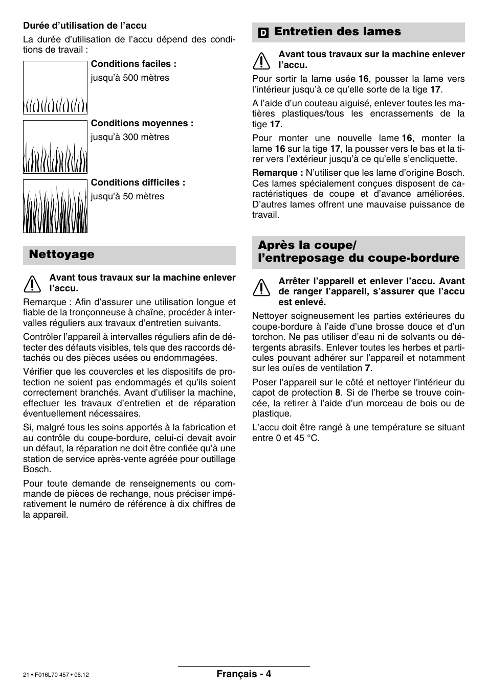 Bosch ART EASYTRIM Accu NIMH User Manual | Page 21 / 168