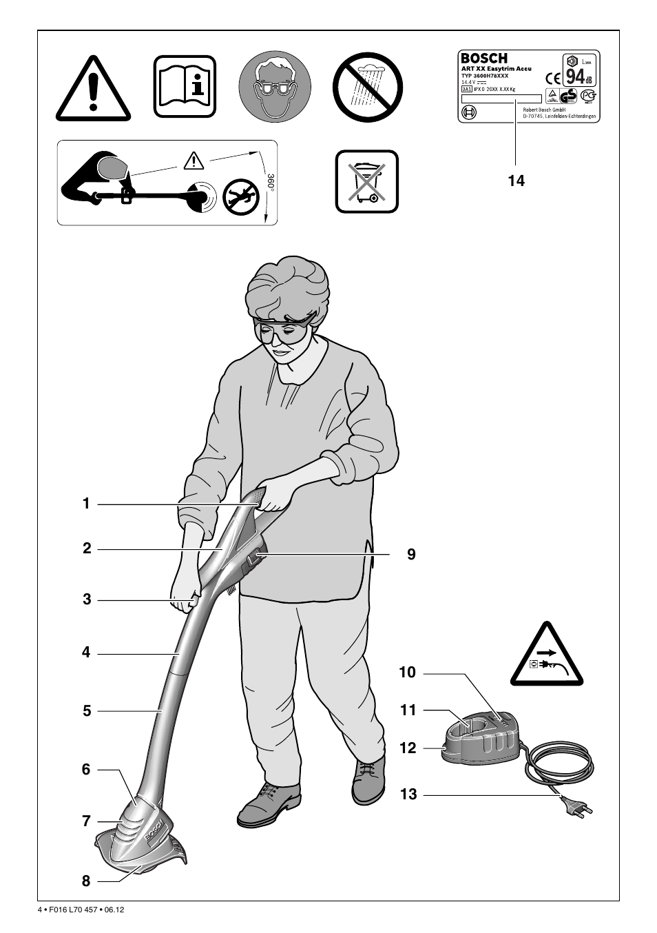 Bosch ART EASYTRIM Accu NIMH User Manual | Page 4 / 168