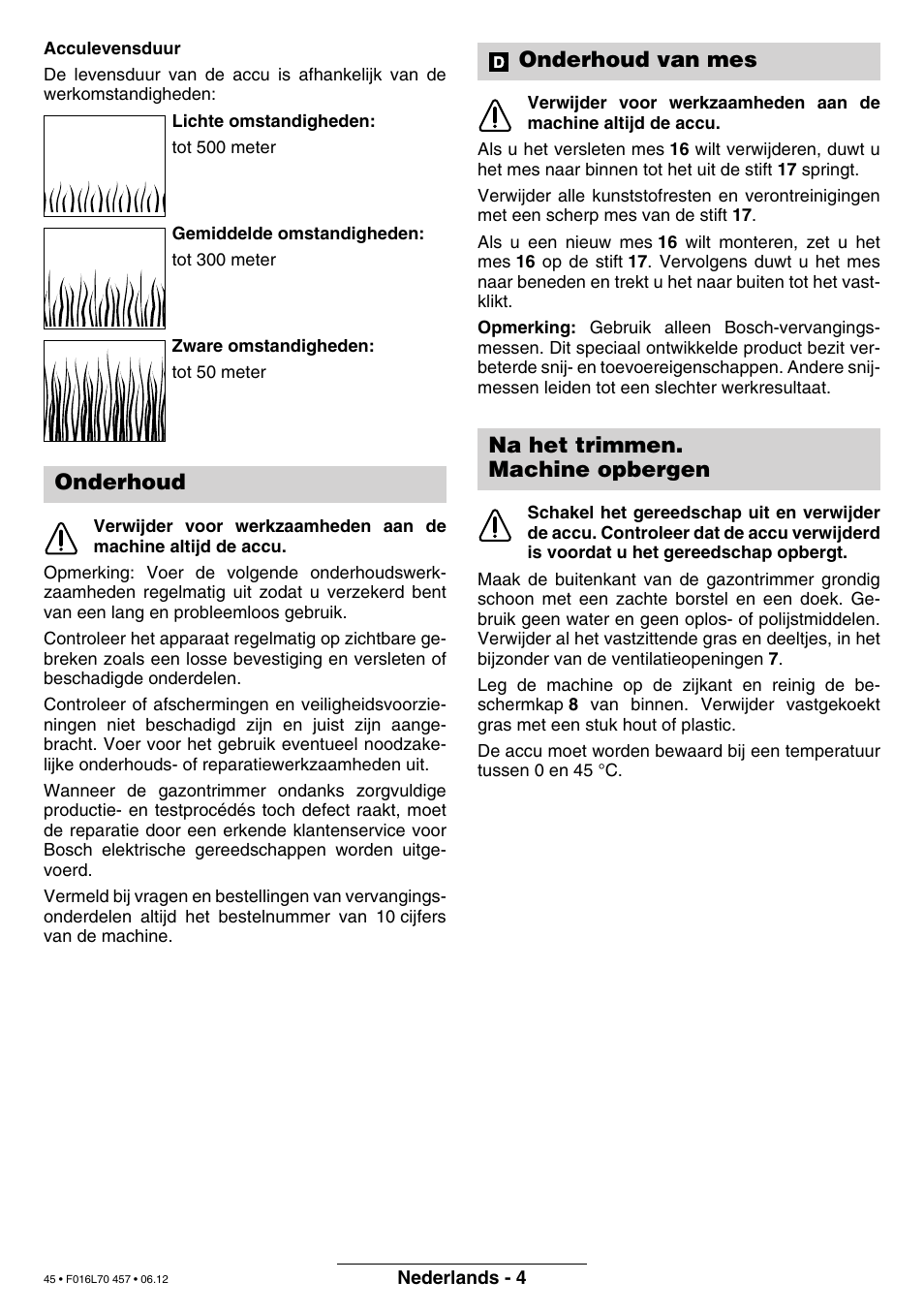 Bosch ART EASYTRIM Accu NIMH User Manual | Page 45 / 168