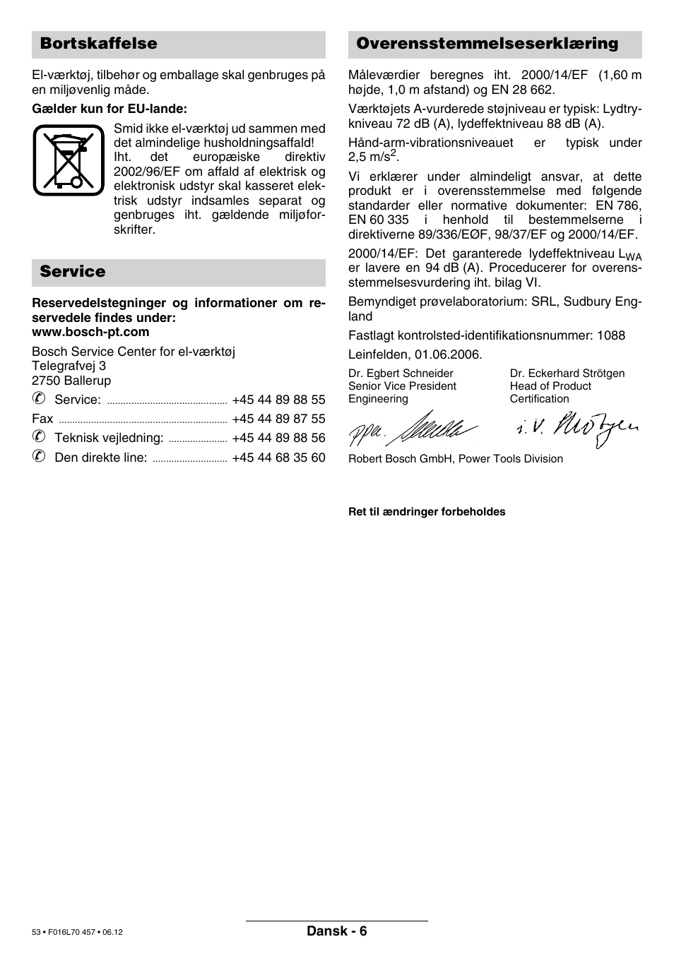 Bortskaffelse service overensstemmelseserklæring | Bosch ART EASYTRIM Accu NIMH User Manual | Page 53 / 168