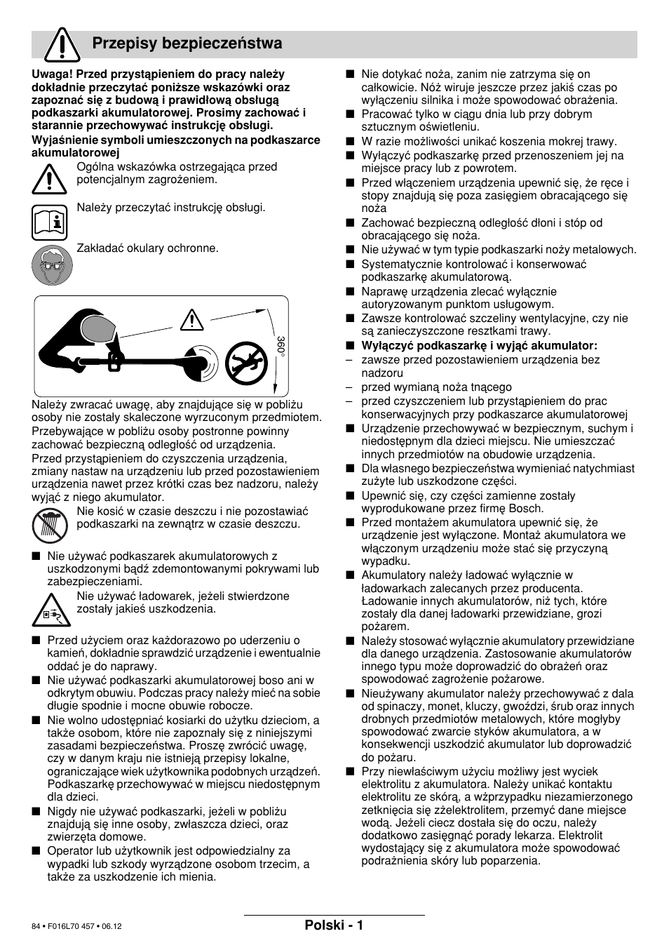 Przepisy bezpieczeµstwa | Bosch ART EASYTRIM Accu NIMH User Manual | Page 84 / 168