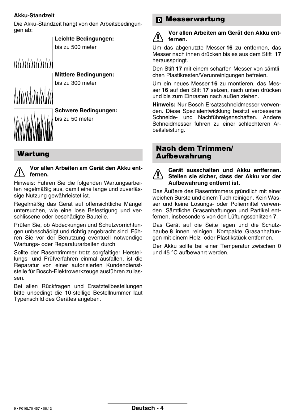 Bosch ART EASYTRIM Accu NIMH User Manual | Page 9 / 168