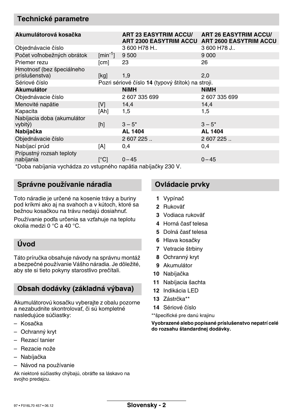 Technické parametre | Bosch ART EASYTRIM Accu NIMH User Manual | Page 97 / 168