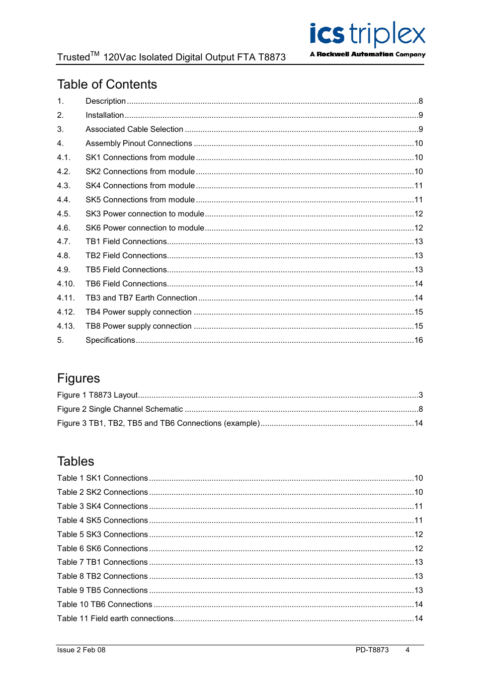 Rockwell Automation T8873 Trusted 16 Channel 120V ac Isolated Digital Output FTA User Manual | Page 4 / 18