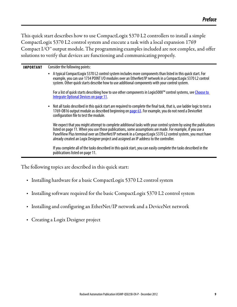 Preface | Rockwell Automation 1769-L24ER-QB1B_L24ER-QBFC1B_L27ERM-QBFC1B CompactLogix 5370 L2 Controllers Quick Start User Manual | Page 9 / 86