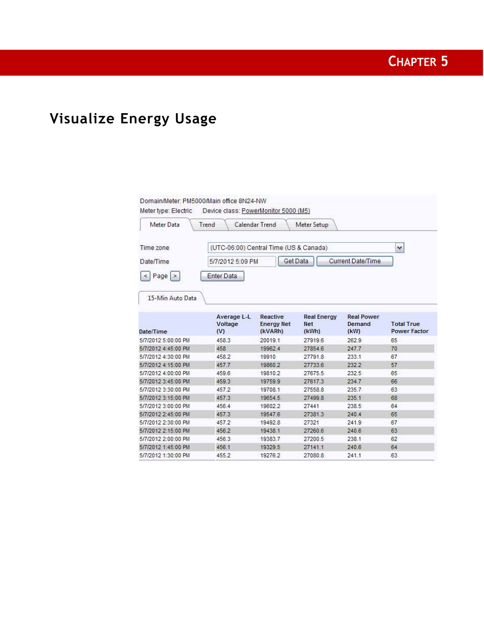 5 - visualize energy usage, Chapter 5 visualize energy usage, 5visualize energy usage | Rockwell Automation 9307 FactoryTalk EnergyMetrix User Manual | Page 105 / 334