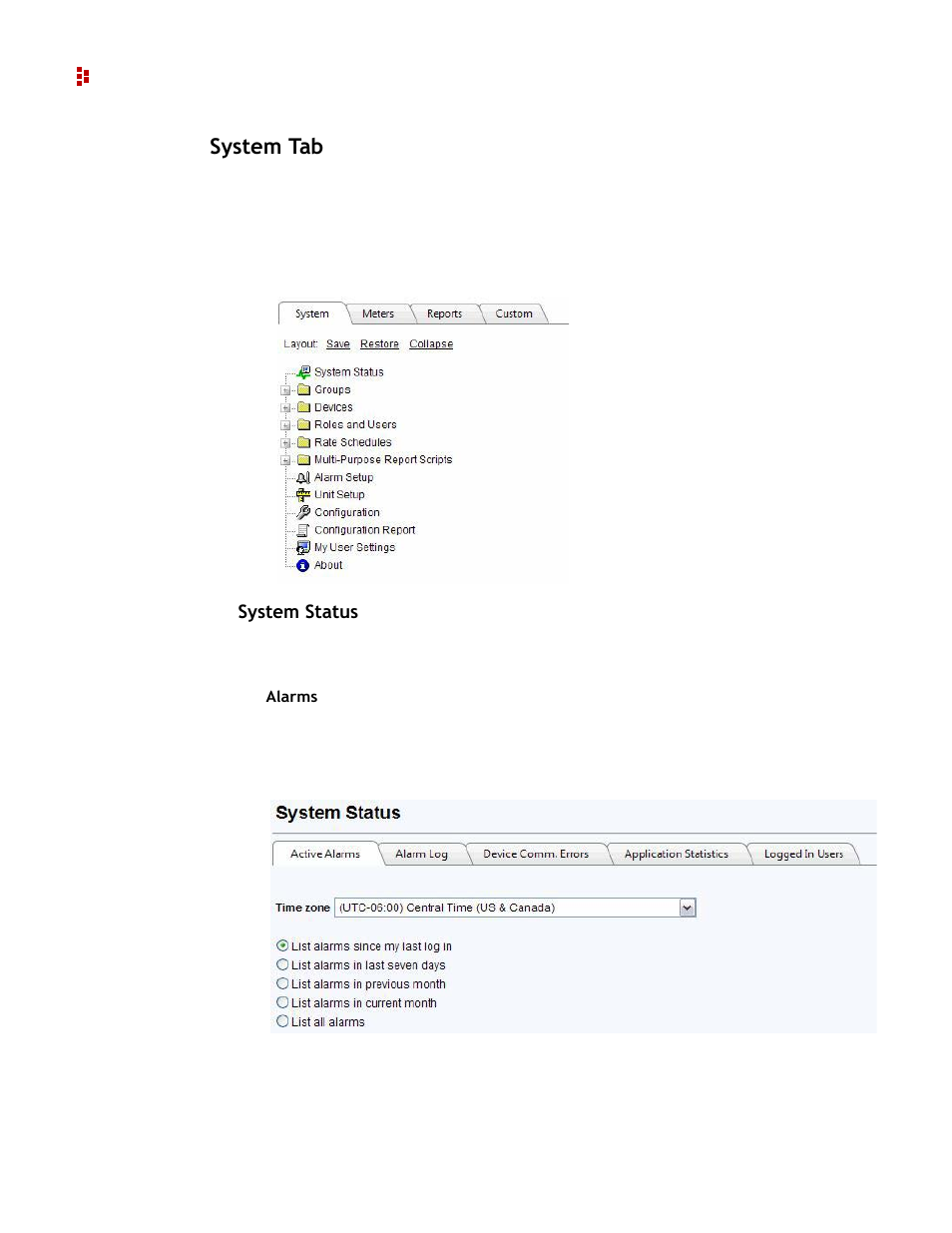System tab | Rockwell Automation 9307 FactoryTalk EnergyMetrix User Manual | Page 16 / 334