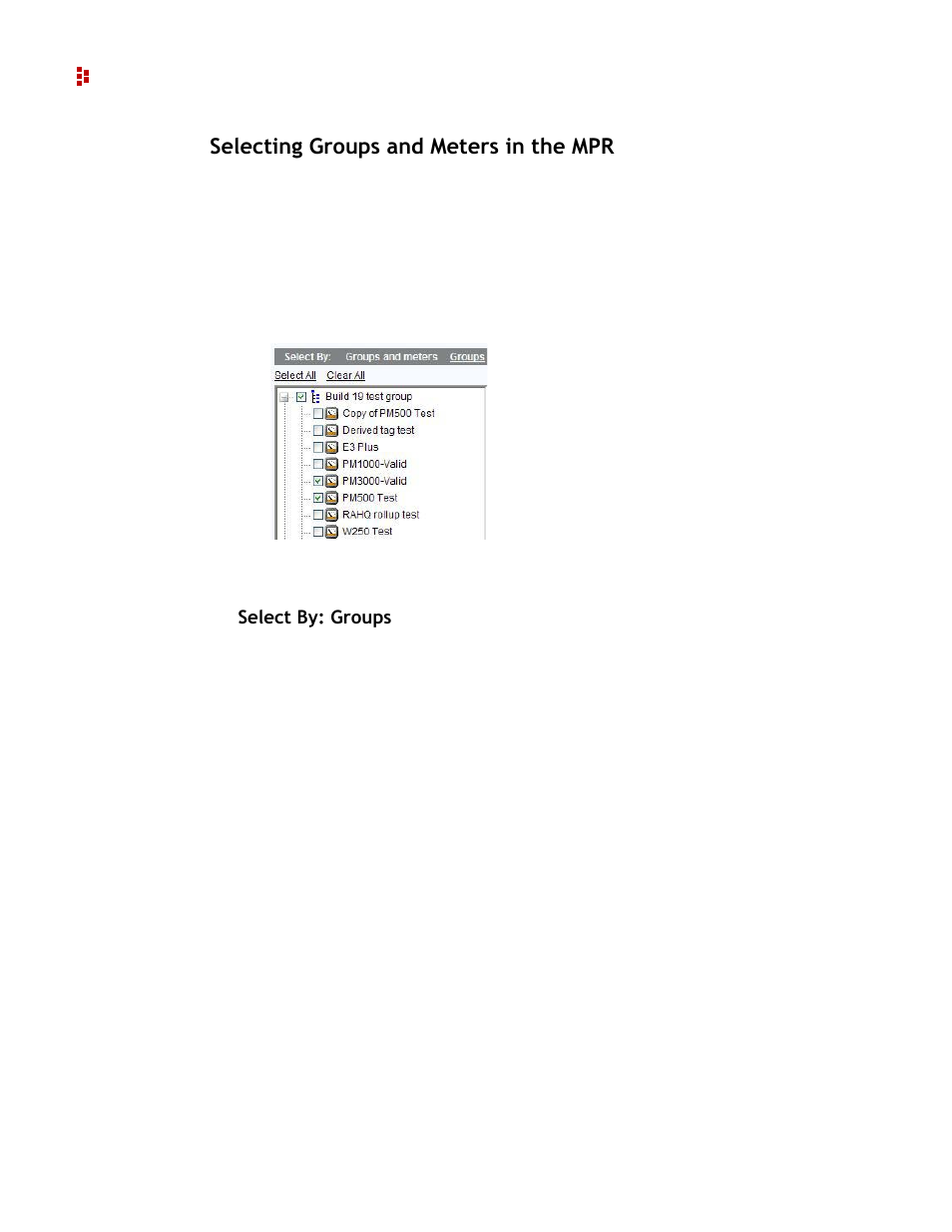 Selecting groups and meters in the mpr | Rockwell Automation 9307 FactoryTalk EnergyMetrix User Manual | Page 226 / 334