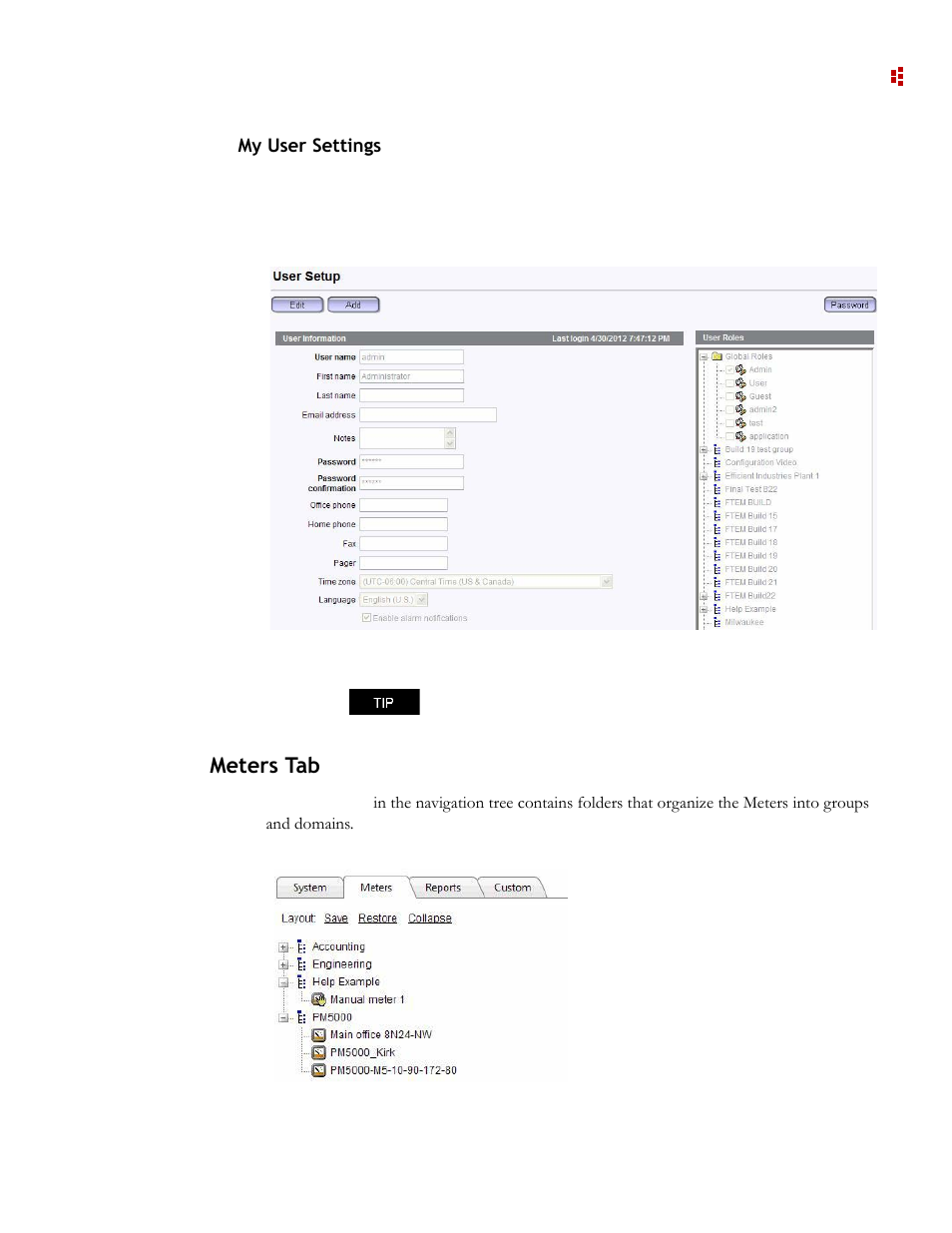 Meters tab | Rockwell Automation 9307 FactoryTalk EnergyMetrix User Manual | Page 25 / 334