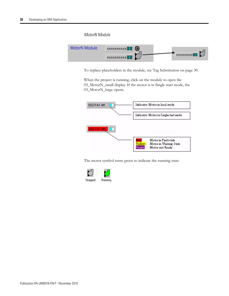 Motorn module | Rockwell Automation MMCL Using the Mining, Mineral, and Cement Library (MMCL) in FactoryTalk View Site Ed User Manual | Page 32 / 92