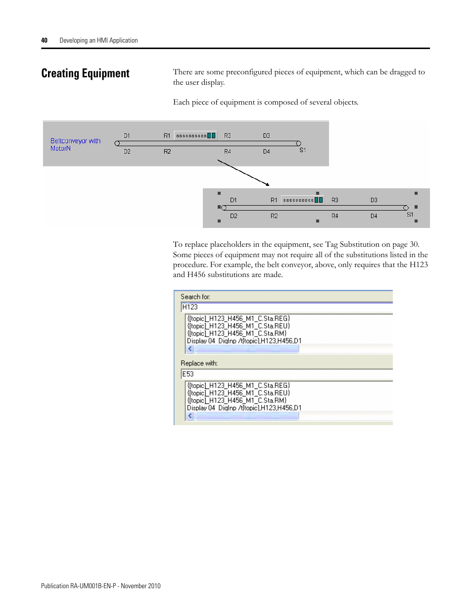 Creating equipment | Rockwell Automation MMCL Using the Mining, Mineral, and Cement Library (MMCL) in FactoryTalk View Site Ed User Manual | Page 40 / 92
