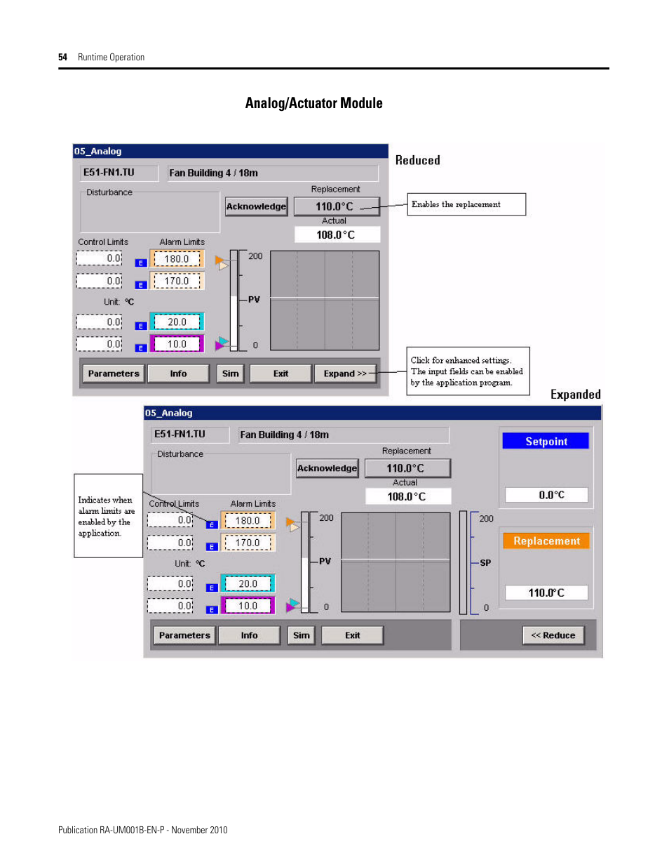 Analog/actuator module | Rockwell Automation MMCL Using the Mining, Mineral, and Cement Library (MMCL) in FactoryTalk View Site Ed User Manual | Page 54 / 92