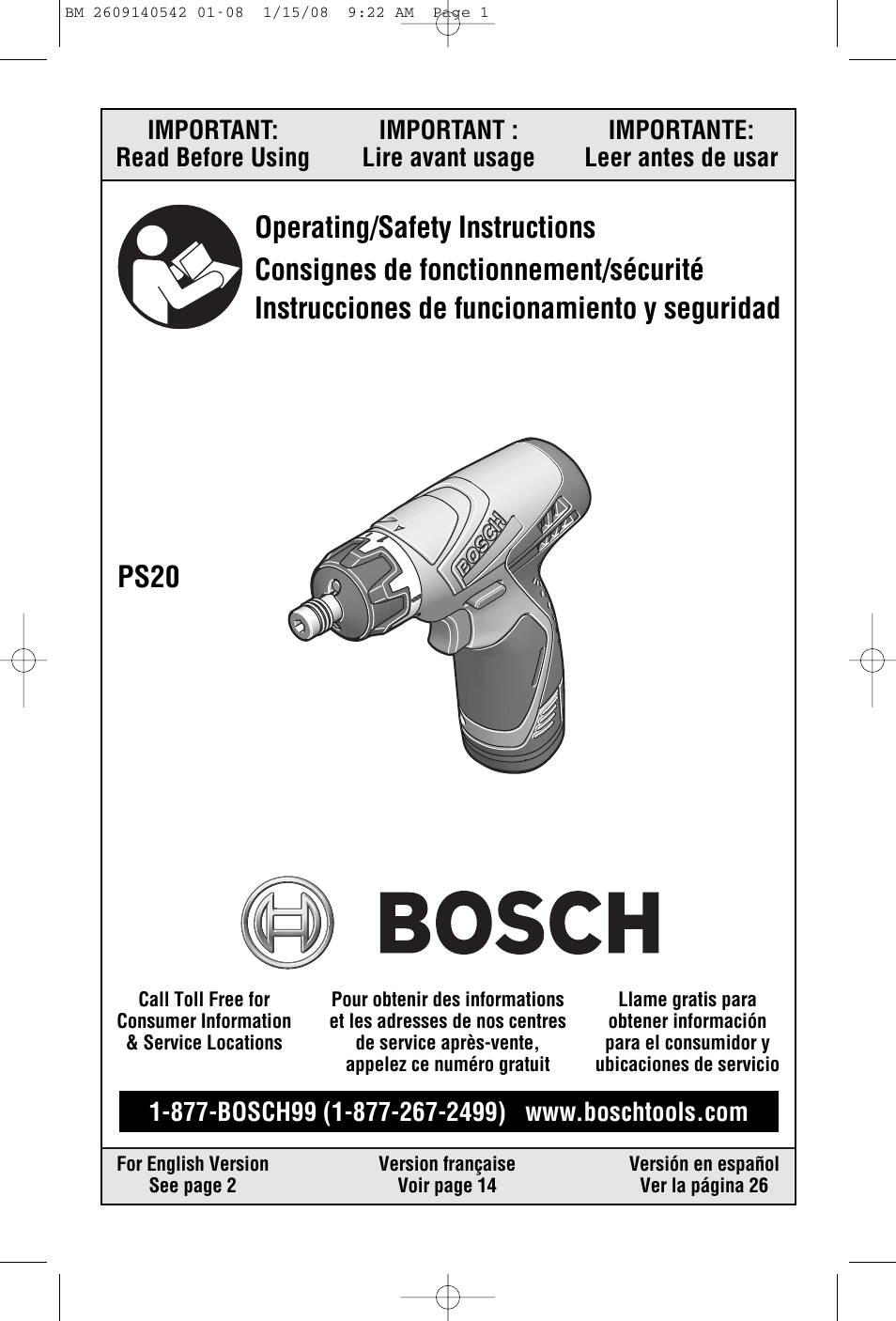 Bosch PS20 User Manual | 40 pages