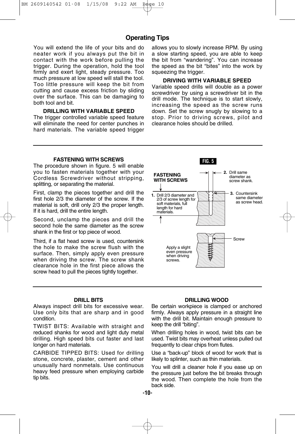 Operating tips | Bosch PS20 User Manual | Page 10 / 40