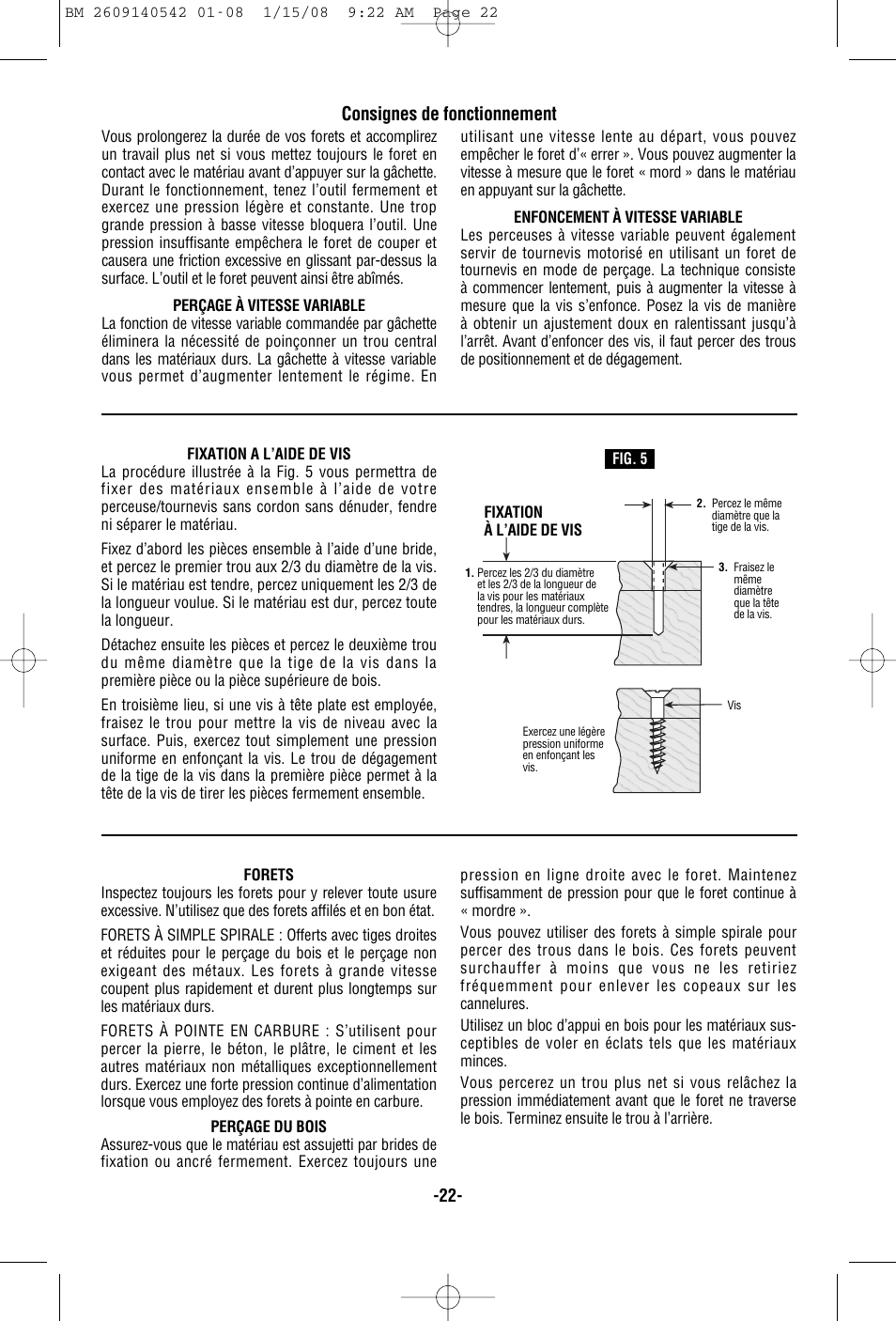 Consignes de fonctionnement | Bosch PS20 User Manual | Page 22 / 40