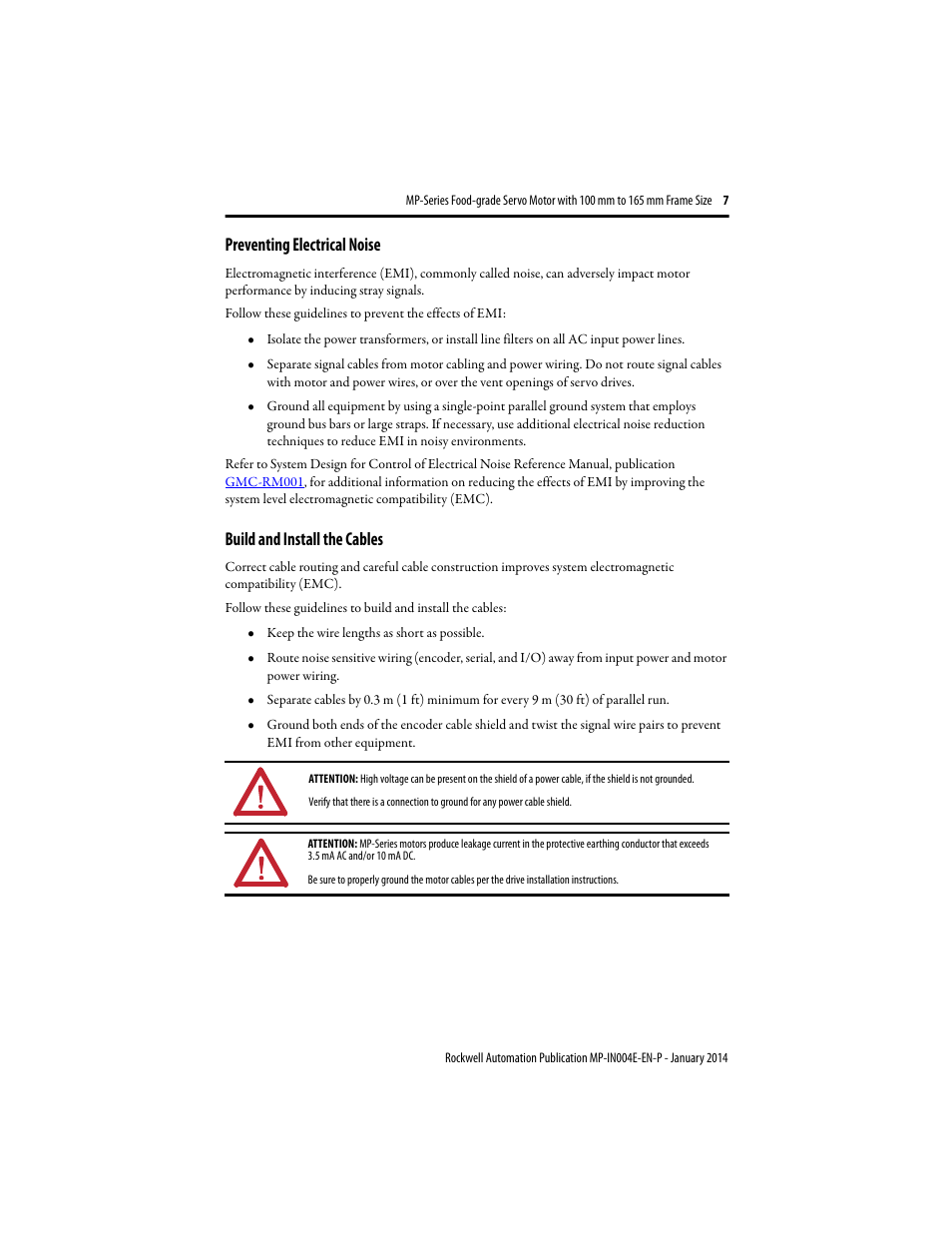 Preventing electrical noise, Build and install the cables | Rockwell Automation MPF-Bxxx Food Grade Servo Motor User Manual | Page 7 / 24