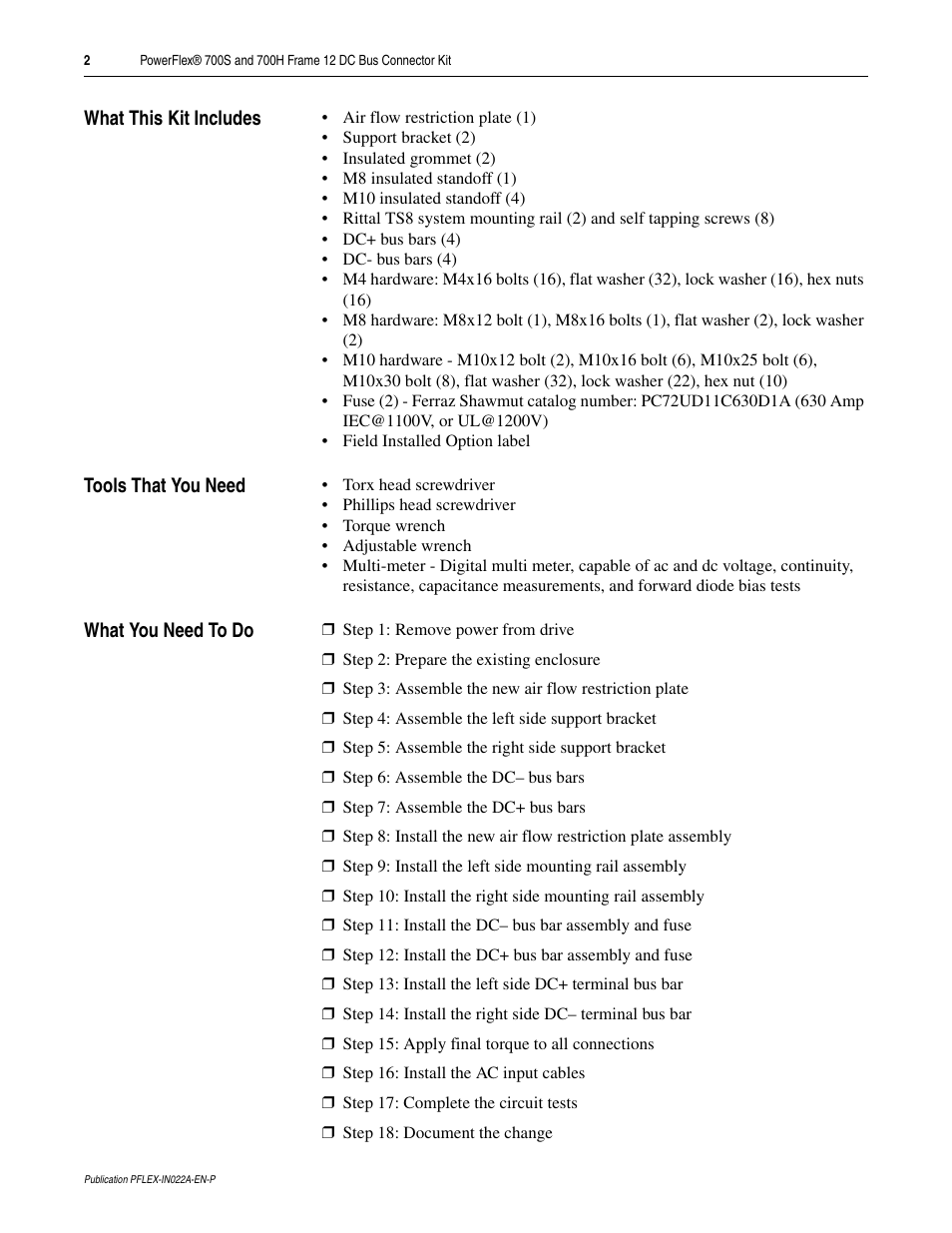 Rockwell Automation 20D PowerFlex 700S and 700H Frame 12 DC Bus Connector Kit User Manual | Page 2 / 34