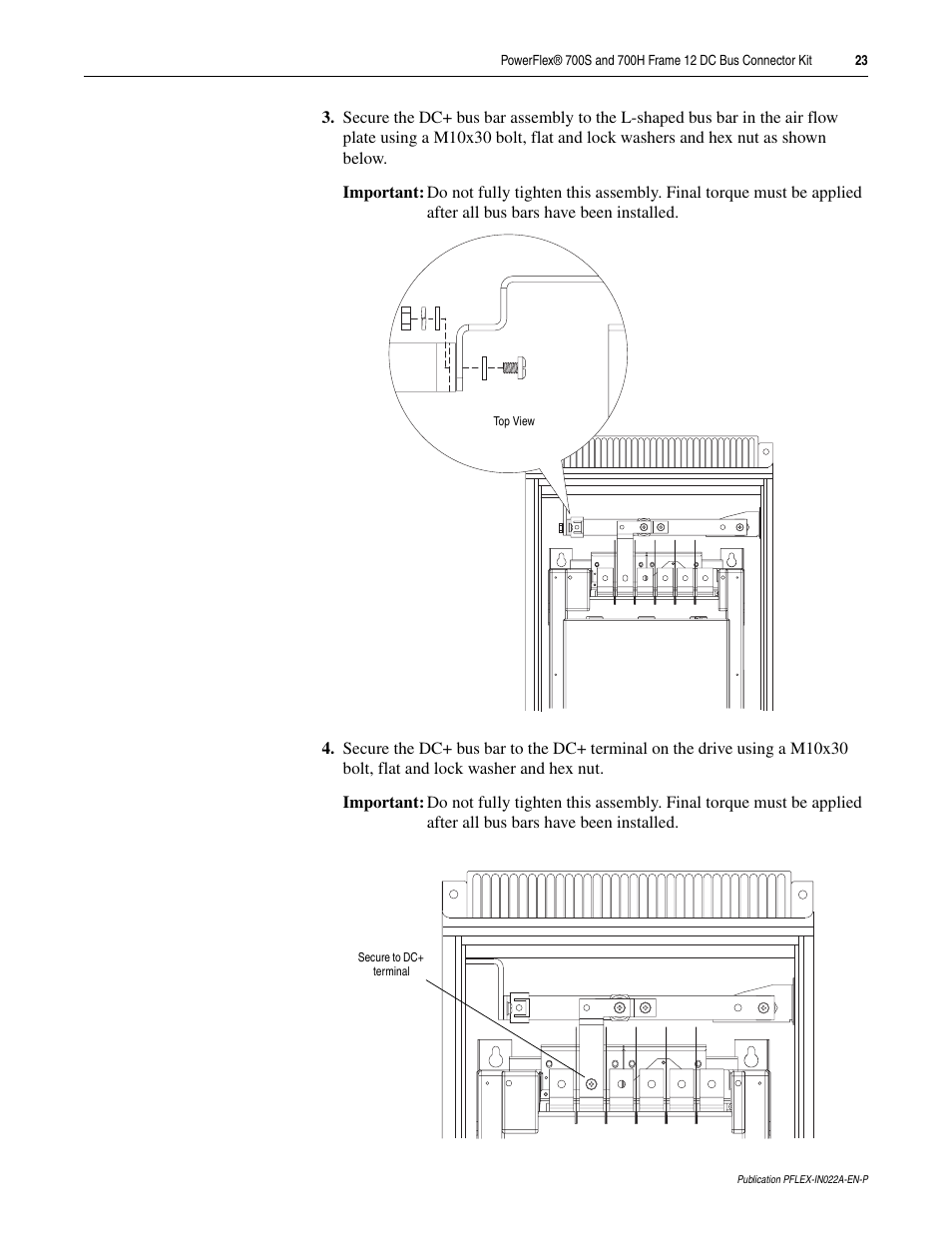 Rockwell Automation 20D PowerFlex 700S and 700H Frame 12 DC Bus Connector Kit User Manual | Page 23 / 34