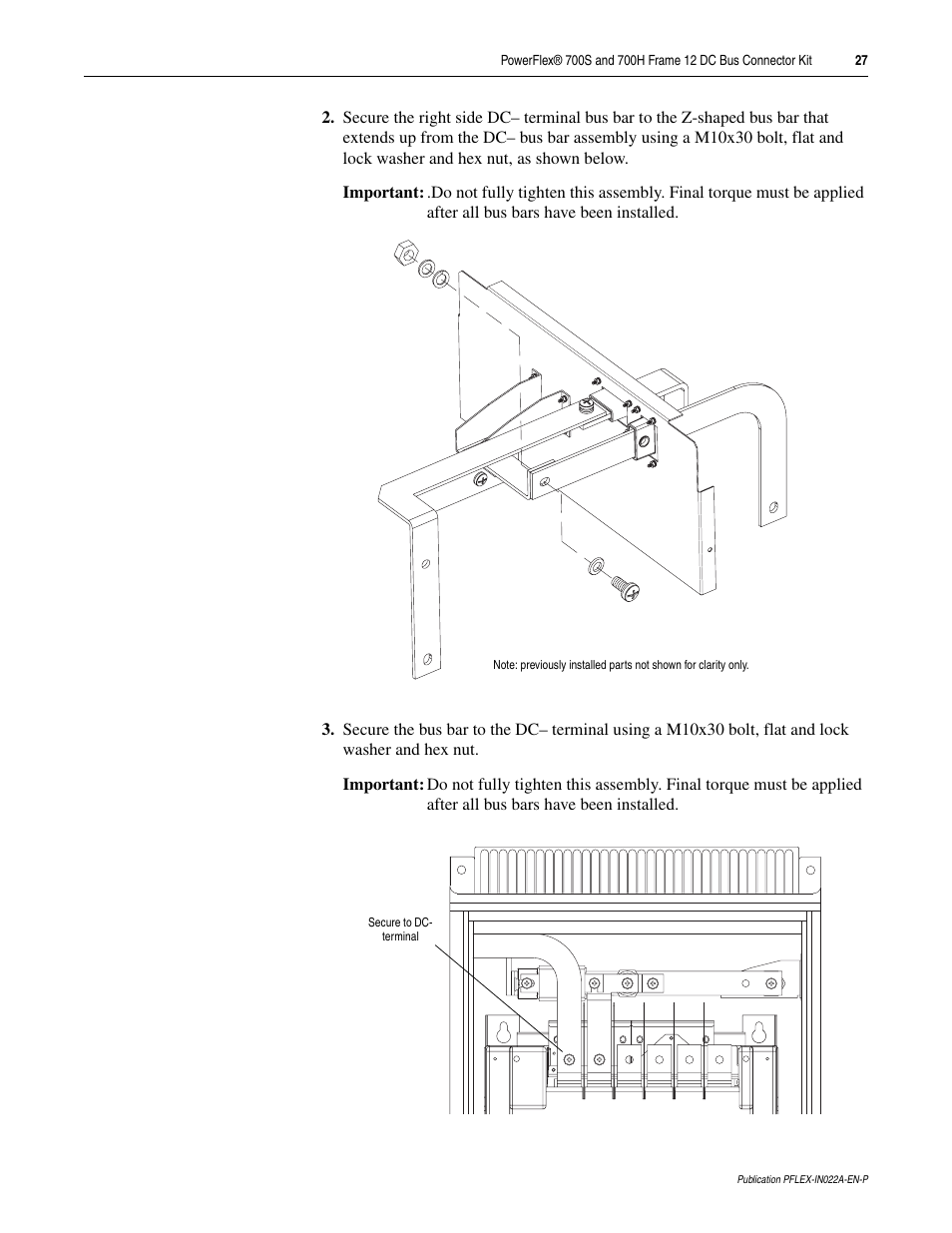 Rockwell Automation 20D PowerFlex 700S and 700H Frame 12 DC Bus Connector Kit User Manual | Page 27 / 34