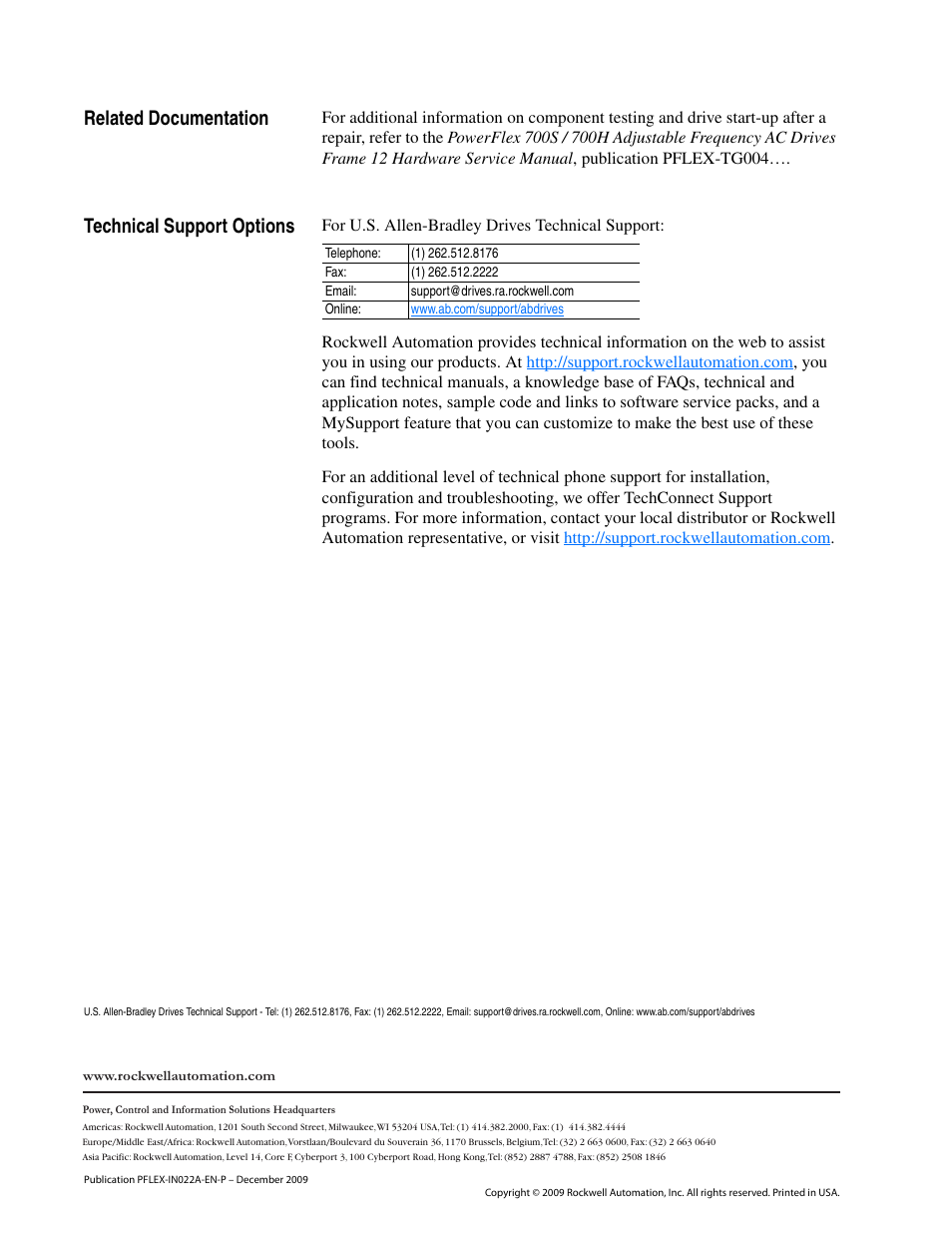 Publication pflex-in022a-en-p | Rockwell Automation 20D PowerFlex 700S and 700H Frame 12 DC Bus Connector Kit User Manual | Page 34 / 34